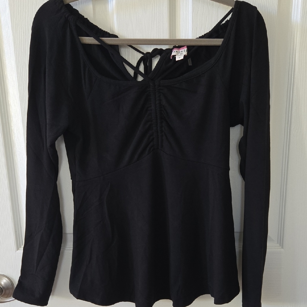 ANDREE BY UNIT Black Long Sleeve Top